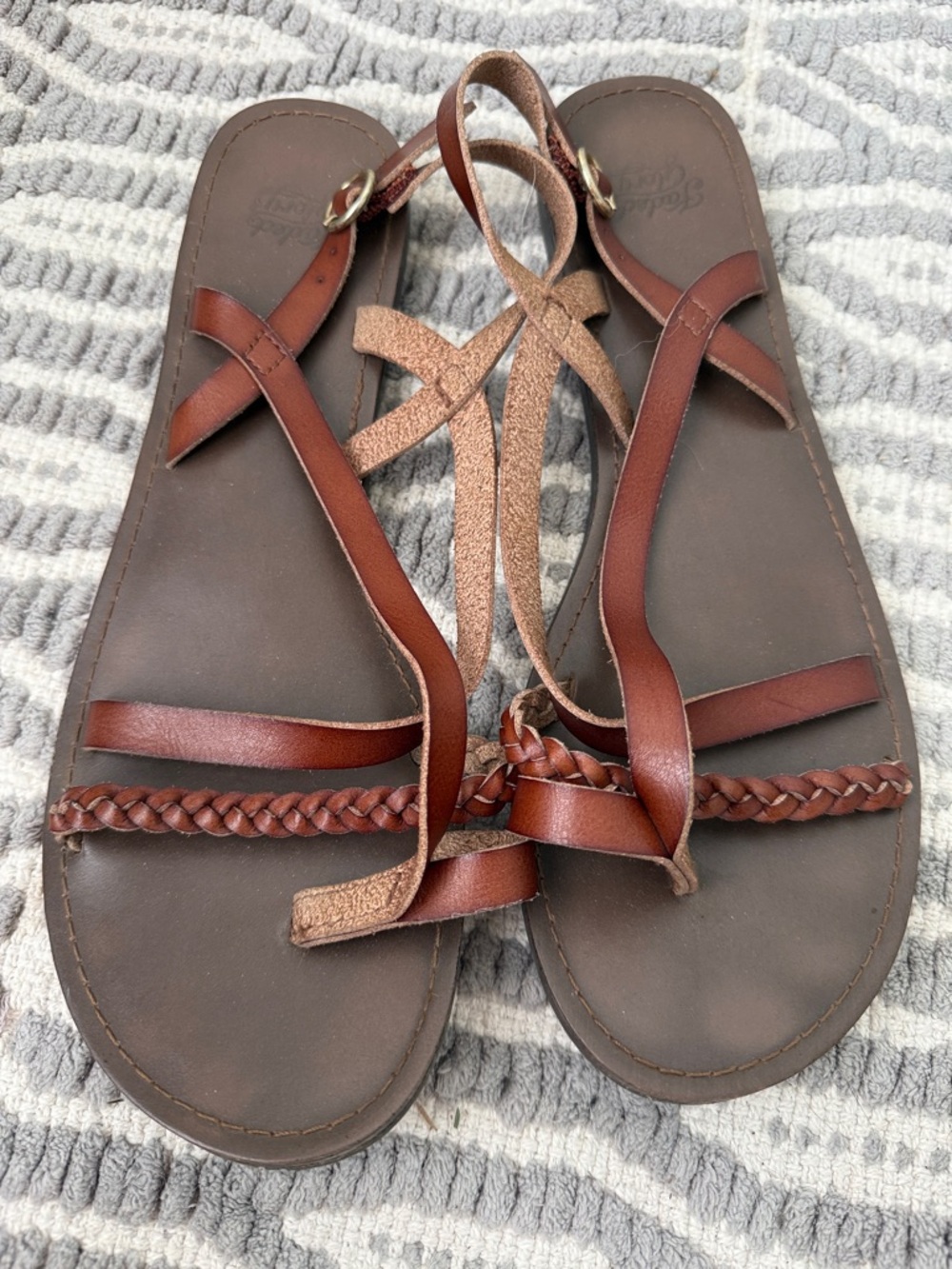 Faded Glory Brown Braided Strap Women's Sandals